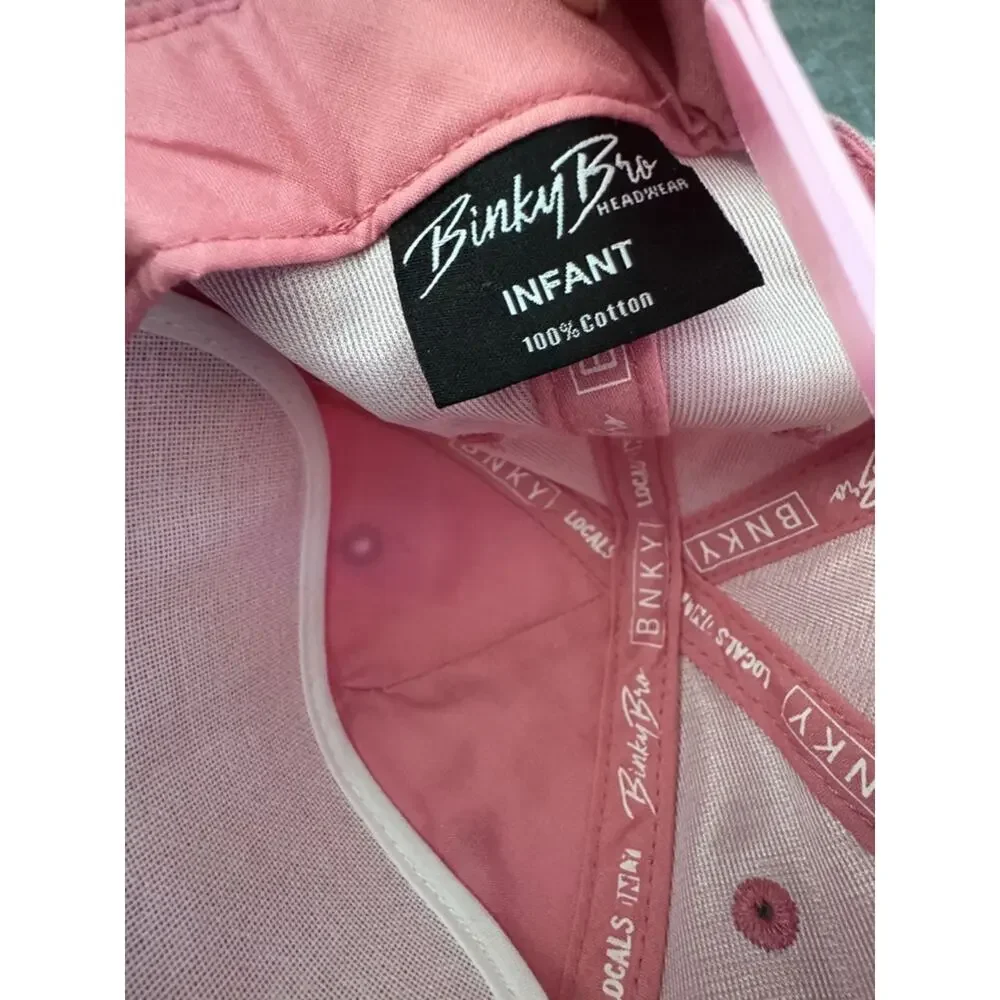 Binky Bro (3) Infant Snapback Caps Pink Logo Cap Navy Cap & Black Pineapple Cap